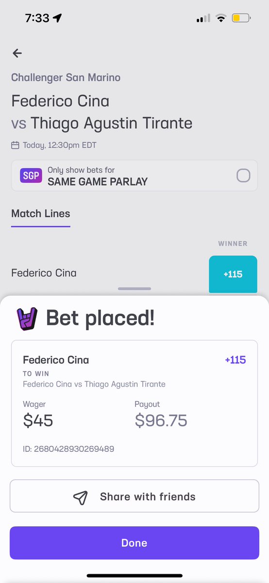 KLattiger's tweet image. ATP Challenger San Marino 125
0.75u Federico Cina ML +115 vs Thiago Agustin Tirante