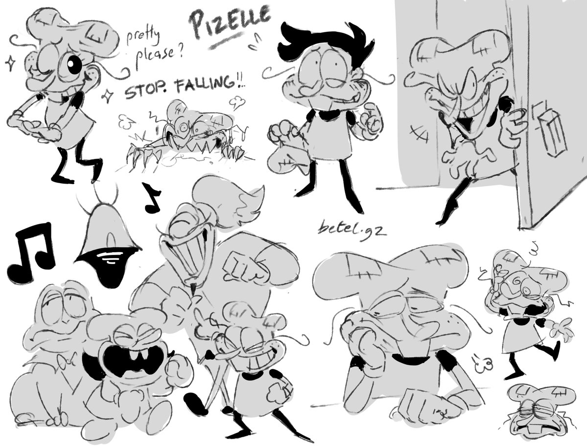 betelgzart's tweet image. Some Pizzelle sketches for the soul 🍭💕
#sugaryspire #pizzatower #digitalart