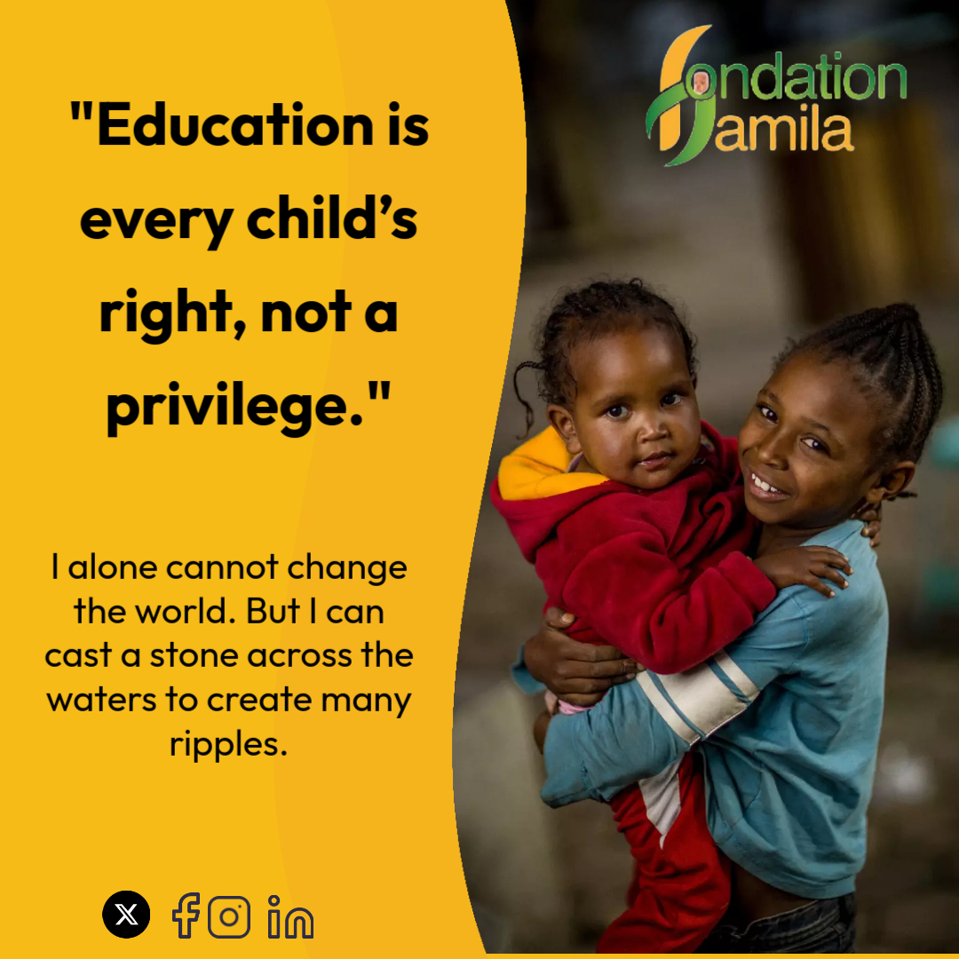 Every child deserves a chance to learn and thrive. Let’s build a brighter future, one classroom at a time.

Visit: fondationjamila.org to donate or become a partner.

#education4all #qualityeducationforall