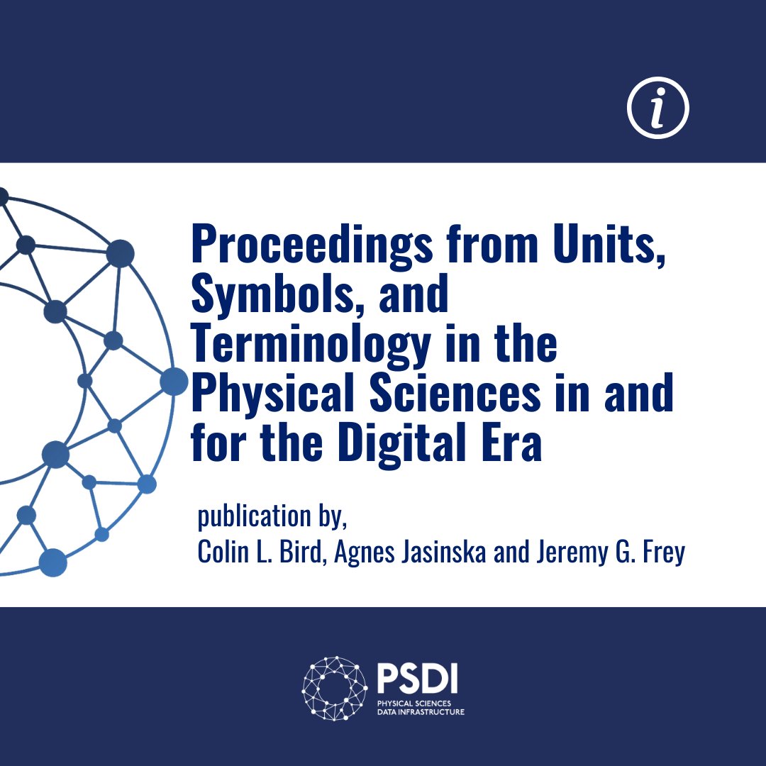 PSDI_UK's tweet image. Proceedings captured from the Units, Symbols, and Terminology in the Physical Sciences in and for the Digital Era held at the Royal Society of Chemistry, 13-14 March 2025.
📔 Publication by Colin Bird, Agnes Jasinska and Jeremy Frey
The aim of this meeting was to bring together…