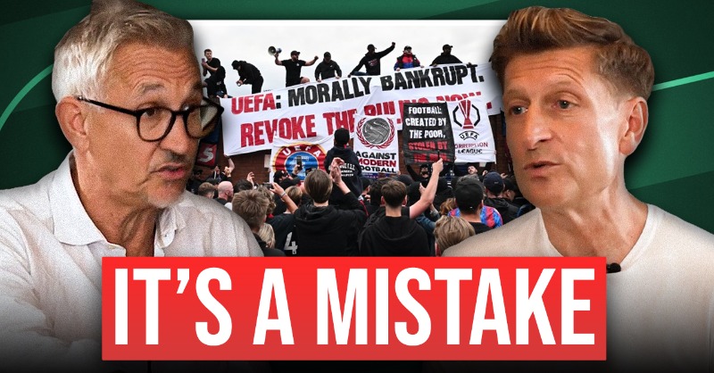 RestIsFootball's tweet photo. 🚨 New Episode is Now LIVE 🚨

👎 UEFA’s Unfair Ruling on #CPFC
☝️ Palace Fans' Protests
🙄 Rules for the “Big Boys”

@GaryLineker is joined by Steve Parish to discuss what’s happened between Palace and UEFA in the latest episode below! 👇