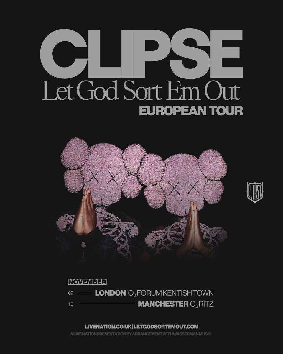 NEW: Legendary hip-hop duo <a href="/clipse/">Pusha & Malice</a> bring the Let God Sort Em Out Tour to London and Manchester this November 🔥

VIP Packages will be available this Friday 18th July at 10am local time, grab your tickets through the link in our bio!