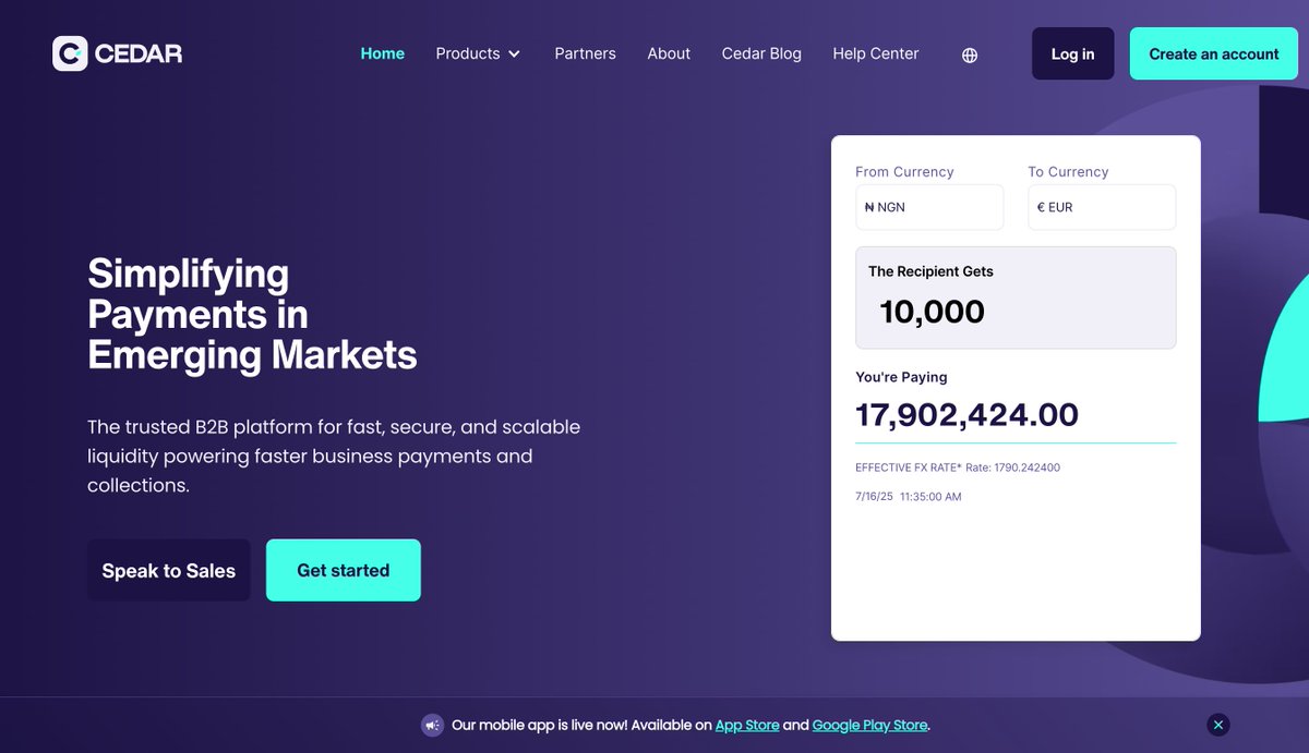 cedar_money's tweet image. Daily FX Rates | Wed 16th July, 2025 • 1:00PM      

Stay Informed, Pay Merchants Smarter.                                    

1 USD - 1,538.86 NGN
1 USD - 128.06 KES
1 USD - 18.00 ZAR                                   
1 USD - 582.48 XOF                                   
1…