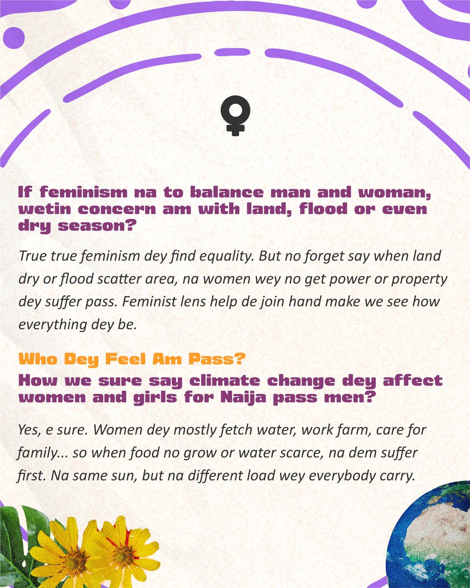 TechHerNG's tweet image. You asked, so we're answering!
We've received your thoughtful questions about the Women, Earth & Equity (WEE) Climate Workshop, from "Why ecofeminism?" to "What does climate justice have to do with gender equality?" and how it all ties into the broader fight for feminist climate…