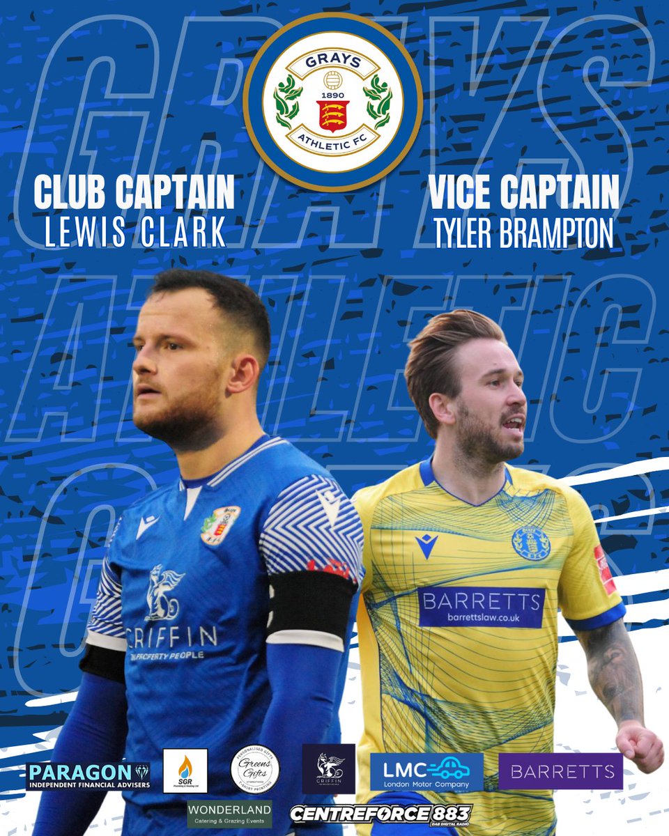 𝗖𝗟𝗨𝗕 𝗖𝗔𝗣𝗧𝗔𝗜𝗡𝗦 𝗔𝗡𝗡𝗢𝗨𝗡𝗖𝗘𝗗

We are delighted to announce that Lewis Clark (<a href="/LewisClark95/">Lewis Clark</a>) will take on the role of Club Captain which he held when previously at the club

Tyler Brampton (<a href="/Brampton_Tyler/">Tyler Brampton</a>) our new Vice Captain after wearing the armband on a few