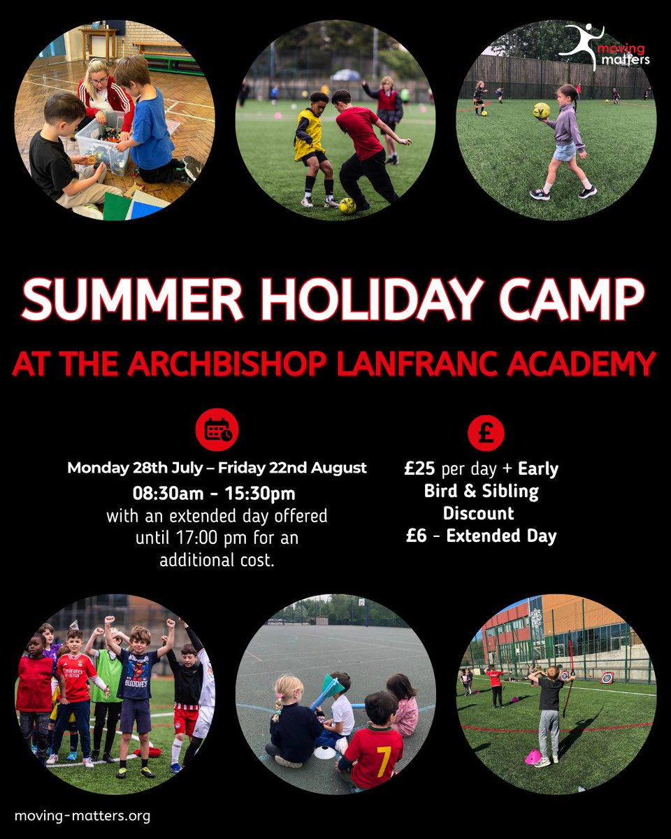 Moving Matters (@moving_matters) on Twitter photo โ๏ธ Still not booked for summer? Thereโs still time to join our Summer Holiday Camp at <a href="/LanfrancAcademy/">The Archbishop Lanfranc Academy</a>! ๐โโ๏ธโฝ๏ธ๐ฏ
Affordable, active fun all summer long โ keep the kids moving, learning, and making memories.
๐ฒ bookings.moving-matters.org/project/68293 โ๏ธ Still not booked for summer? Thereโs still time to join our Summer Holiday Camp at <a href="/LanfrancAcademy/">The Archbishop Lanfranc Academy</a>! ๐โโ๏ธโฝ๏ธ๐ฏ
Affordable, active fun all summer long โ keep the kids moving, learning, and making memories.
๐ฒ bookings.moving-matters.org/project/68293