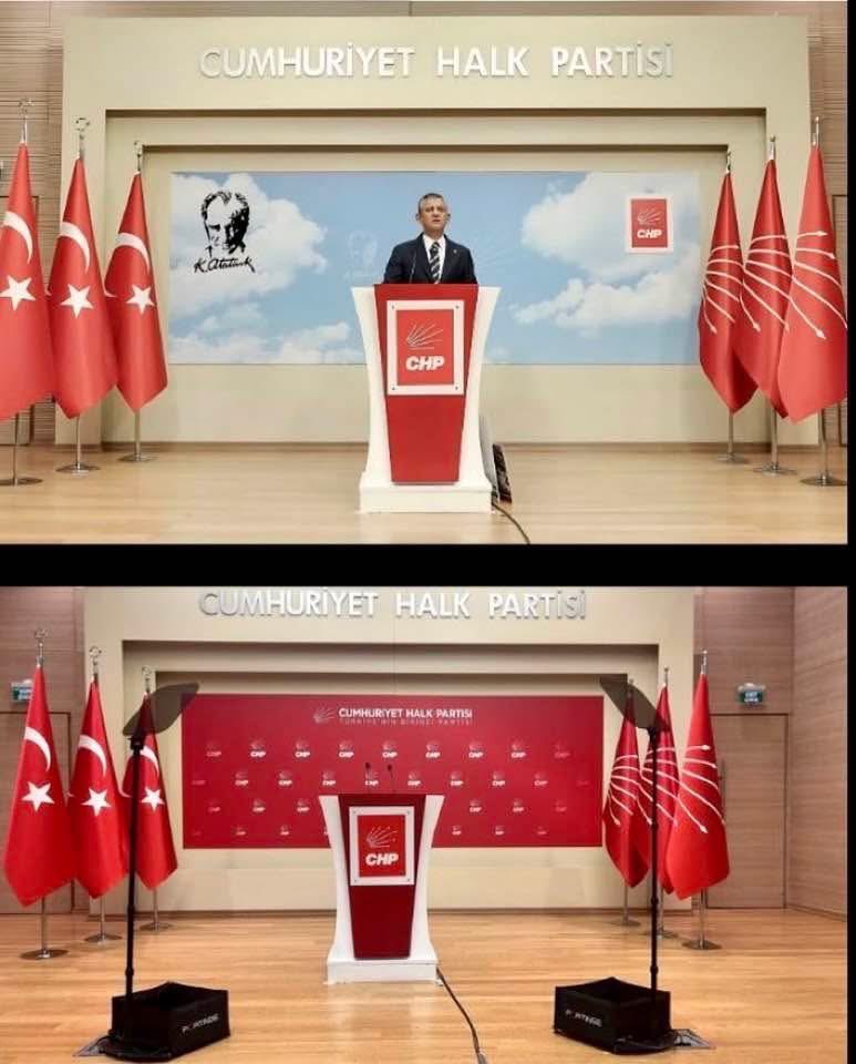 NEDEN ACABA?

CHP genel merkezi basın toplantısı salonunda kürsü arkası dekorundan ATATÜRK’ü kaldırmış.