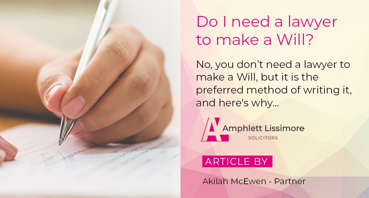 Do you need a lawyer to make a Will?

The long and short of it is that you don’t need a lawyer to make a Will, but it is the preferred method of writing it, and here's why... loom.ly/lcJ5hSs 

#WillsAndProbate #WillWriting