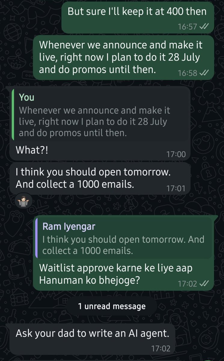 Just random conversations with Lord <a href="/ramiyengar/">Ram Iyengar</a> 🙏🏻

#Community