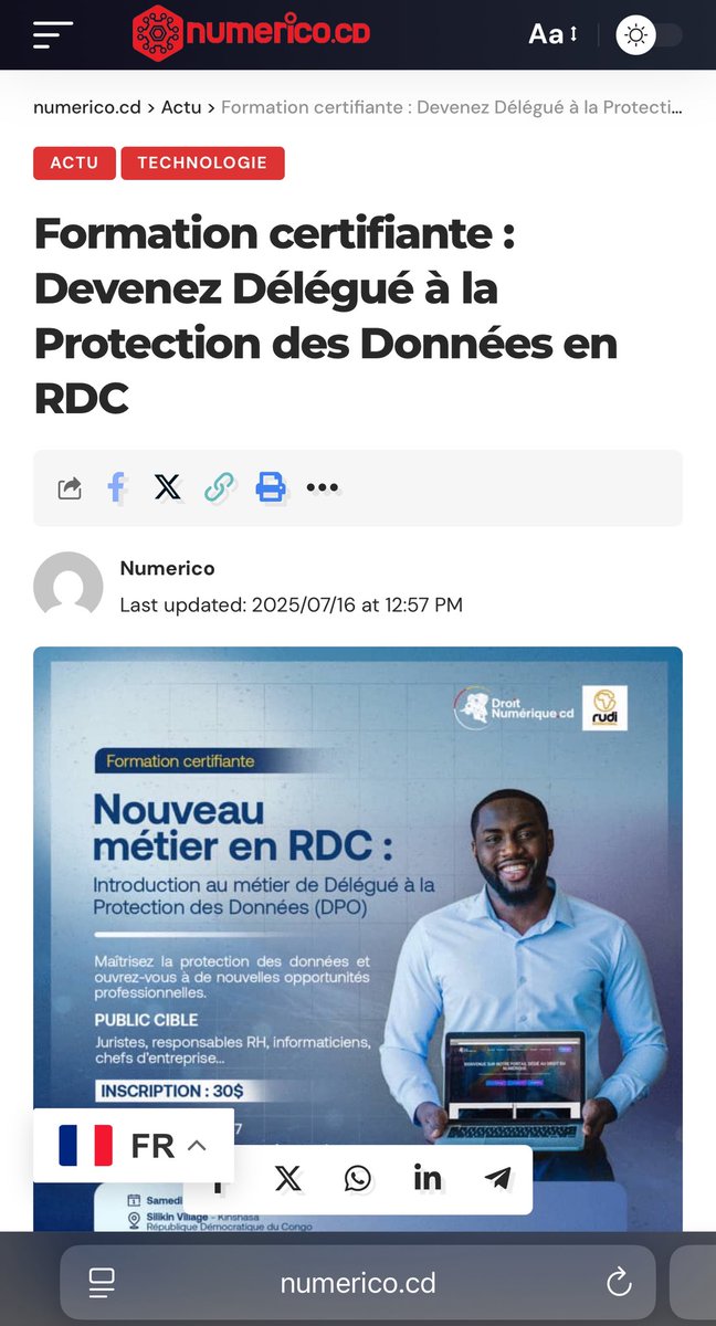 Cette formation fait partie de la série d’activités que nous allons avoir avant #HakiConf2025!

Le métier de Délégué à la Protection des Données (DPO) est à votre portée, considérez cette formation aujourd’hui !

numerico.cd/2025/07/16/for…