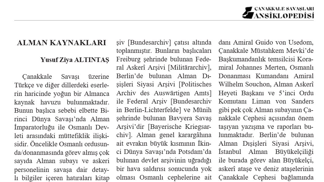 Çanakkale Savaşları Ansiklopedisi için hazırladığım "Alman Kaynakları" maddesini ilgililerin istifadesine sunuyorum.
academia.edu/142895494/Alma…