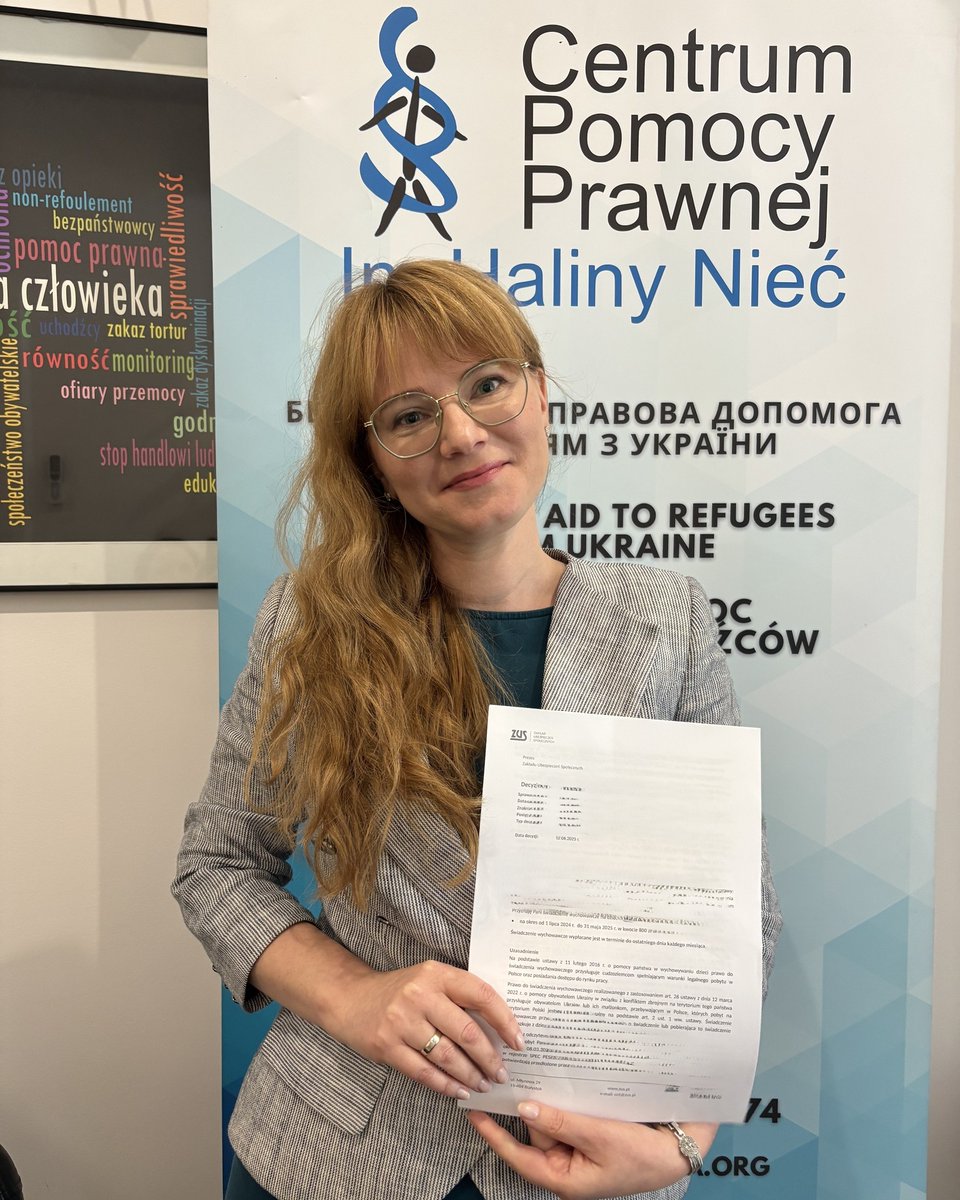 🏆Kolejna wygrana naszego zespołu!
Z dumą informujemy, że dzięki zaangażowaniu naszej prawniczki Viktorii, nasza beneficjentka otrzymała prawo do świadczenia wychowawczego (800+) za okres od 1.07.2024 r. do 31.05.2025 r.
Sprawa ciągnęła się od XII 2024 – ale się nie poddaliśmy 🎆