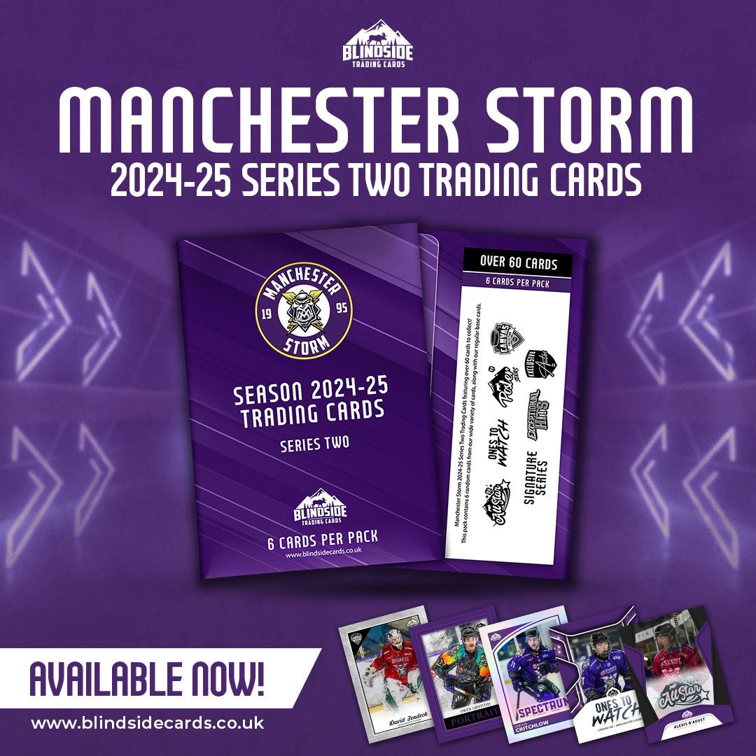 BSTradingCards's tweet image. ⛈️ ON SALE NOW AND SELLING FAST!! ⛈️
Have you got your hands on the latest Manchester Storm trading cards?
Your 2024/25 Manchester Storm Series Two Trading Cards are OUT NOW!
🛒 Available online – while stocks last!
- blindsidecards.co.uk/product/manche…