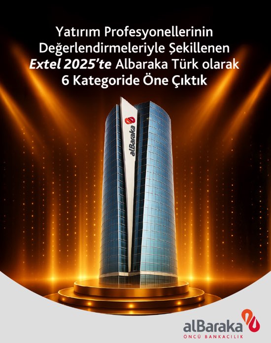 Albaraka Türk olarak, EMEA Extel 2025’te 6 kategoride öne çıktık. Yatırımcı ilişkileri, kurumsal yönetim ve sürdürülebilirlikteki güçlü performansımızla en çok ödül alan kurumlar arasındayız. ⭐️
#AlbarakaTürk #ÖncüBankacılık