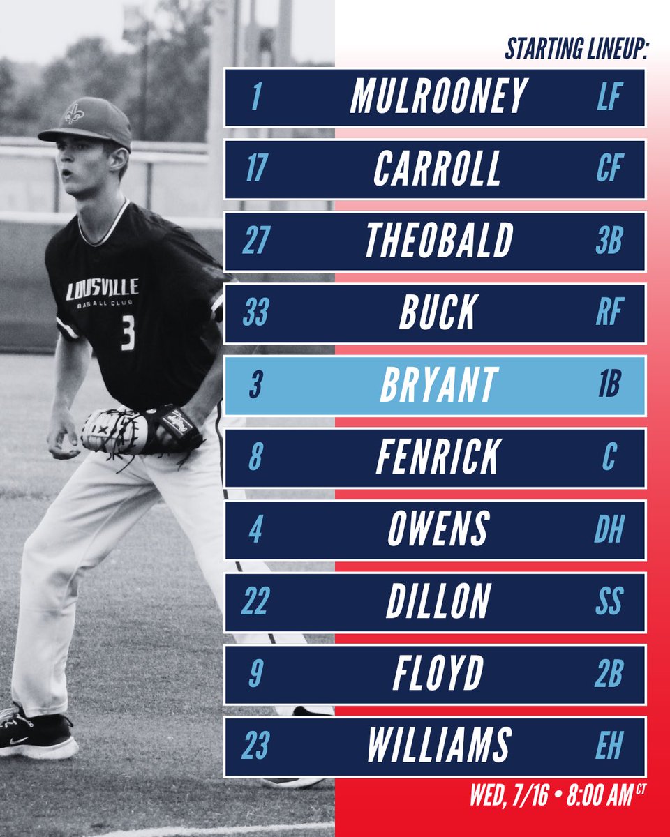 Louisville Baseball Club 2028 American (@lbc2028american) on Twitter photo 🚨 GAMEDAY 🚨
We are back! <a href="/CDickerson2028/">Cooper Dickerson 2028</a> with another game 1 start💪
🗓️ Wednesday, July 16
📍 Belmont University
⏰ 8:00am
🆚 15u Force Ohio - Goodrum (Westlake, OH)
<a href="/LouBSBClub/">Louisville Baseball Club</a> 🚨 GAMEDAY 🚨
We are back! <a href="/CDickerson2028/">Cooper Dickerson 2028</a> with another game 1 start💪
🗓️ Wednesday, July 16
📍 Belmont University
⏰ 8:00am
🆚 15u Force Ohio - Goodrum (Westlake, OH)
<a href="/LouBSBClub/">Louisville Baseball Club</a>