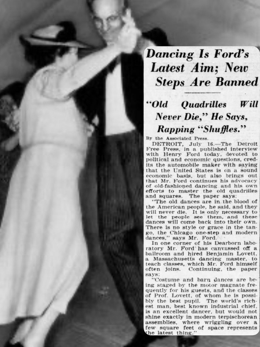 petulad's tweet image. July 16, 1925 - Those of us who had to square dance in school may blame Henry Ford’s anti-Semitic campaign against what he called “Jewish Jazz — Moron Music” #100yearsagotoday . Ford built stages, held lessons in traditional dances as the rest of America did the Charleston.