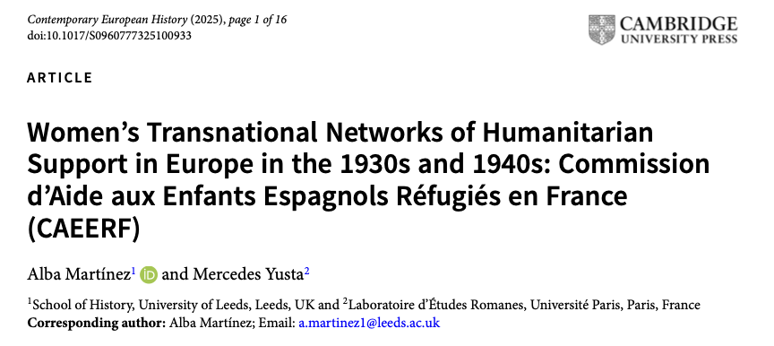 Alba Martínez (@albamarmartinez) on Twitter photo Thrilled to see this article, which we have been working on for the past few years, published as FirstView in <a href="/ContEuroHistory/">contemporary european history</a>! Many thanks to the journal, to the reviewers and to my colleague and co-author, Mercedes Yusta, for her invaluable work 👇 cambridge.org/core/journals/… Thrilled to see this article, which we have been working on for the past few years, published as FirstView in <a href="/ContEuroHistory/">contemporary european history</a>! Many thanks to the journal, to the reviewers and to my colleague and co-author, Mercedes Yusta, for her invaluable work 👇 cambridge.org/core/journals/…