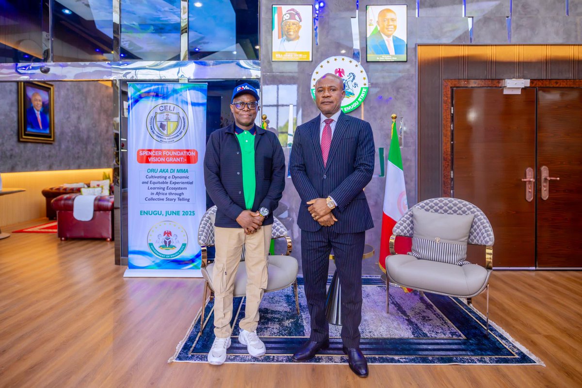 Woye (@woye1) on Twitter photo Today,I paid a courtesy visit to the performing Gov of <a href="/EnuguStateGovt/">Enugu State</a> His Excellency, Gov <a href="/PNMbah/">Peter Ndubuisi Mbah</a>
-(a): Tomorrow is here.
2: You will recall my tweet in 2022/2023 that I assured Ndi-Enugu that a vote for <a href="/PNMbah/">Peter Ndubuisi Mbah</a> is a vote for infrastructure, educational progress, conducive Today,I paid a courtesy visit to the performing Gov of <a href="/EnuguStateGovt/">Enugu State</a> His Excellency, Gov <a href="/PNMbah/">Peter Ndubuisi Mbah</a>
-(a): Tomorrow is here.
2: You will recall my tweet in 2022/2023 that I assured Ndi-Enugu that a vote for <a href="/PNMbah/">Peter Ndubuisi Mbah</a> is a vote for infrastructure, educational progress, conducive