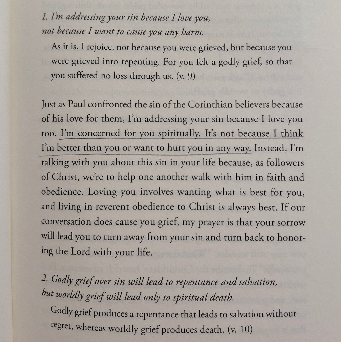 CathyTweetsToo's tweet photo. @chipgaines All Christians wrestle in obedience to God's way.  When many people show concern at your misdirection, usually their words are meant in love, not in antagonism.  Checking your reaction to their criticism can reveal whether you're grieving in a godly or a worldly way. https://t.co/dfBU4vIbhY