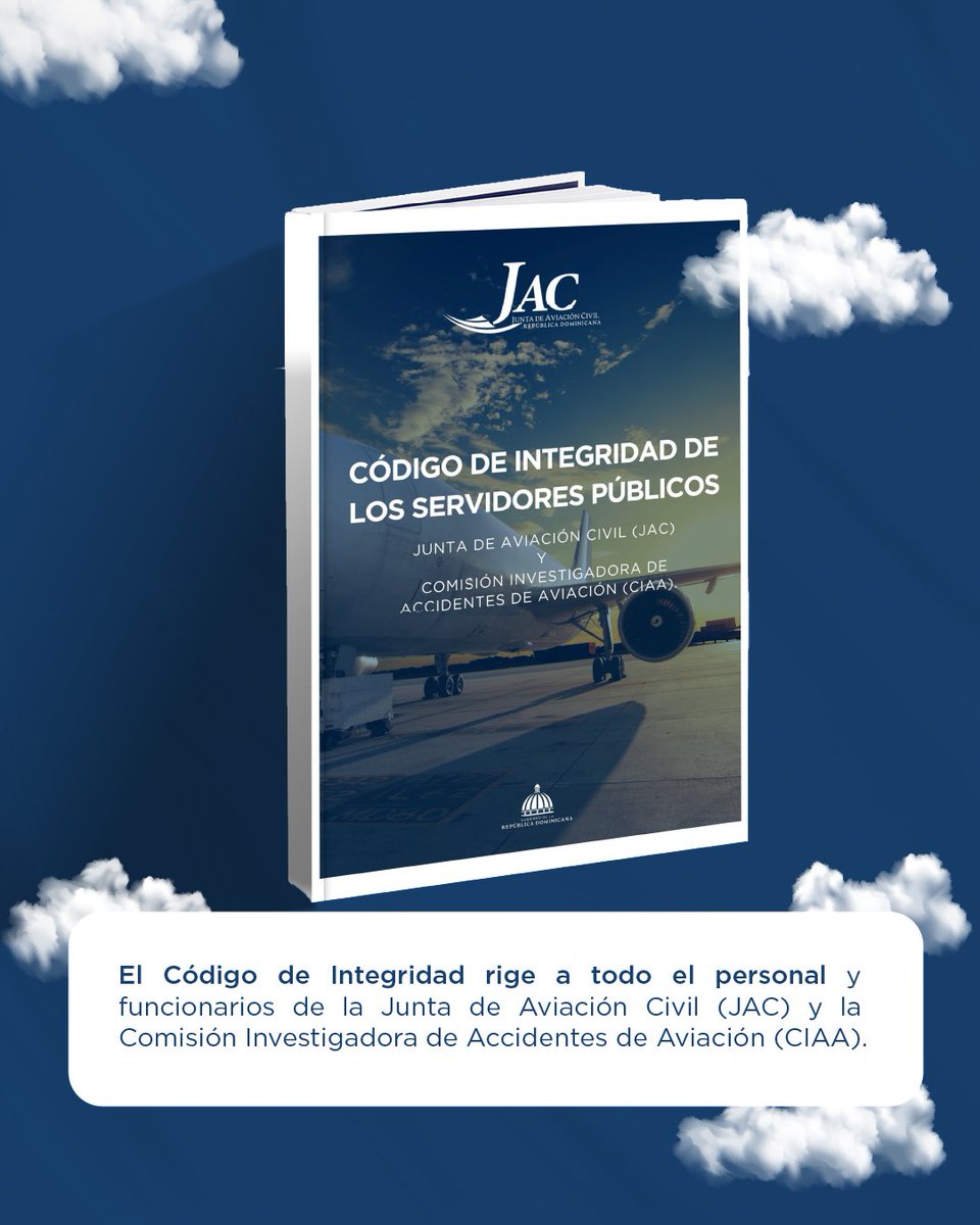 🤲Además, el Código de Integridad 📌establece a través de los valores, las acciones cotidianas y conductas mínimas para todo servidor público.

#JACRD #RutaAérea #OperacionesAéreas