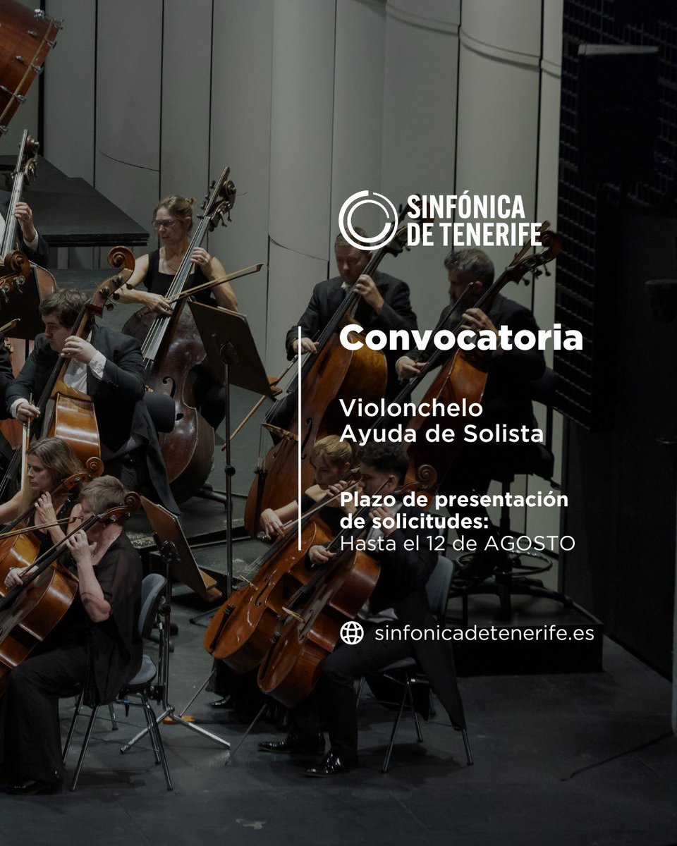 🎵📝 Seguimos reforzando nuestra plantilla con nuevos talentos que enriquecen nuestro legado y prestigio 

🎼 Abrimos un nuevo proceso selectivo para cubrir una plaza fija de violonchelo, categoría ayuda de solista, mediante concurso-oposición.

sinfonicadetenerife.es/empleo/convoca…
