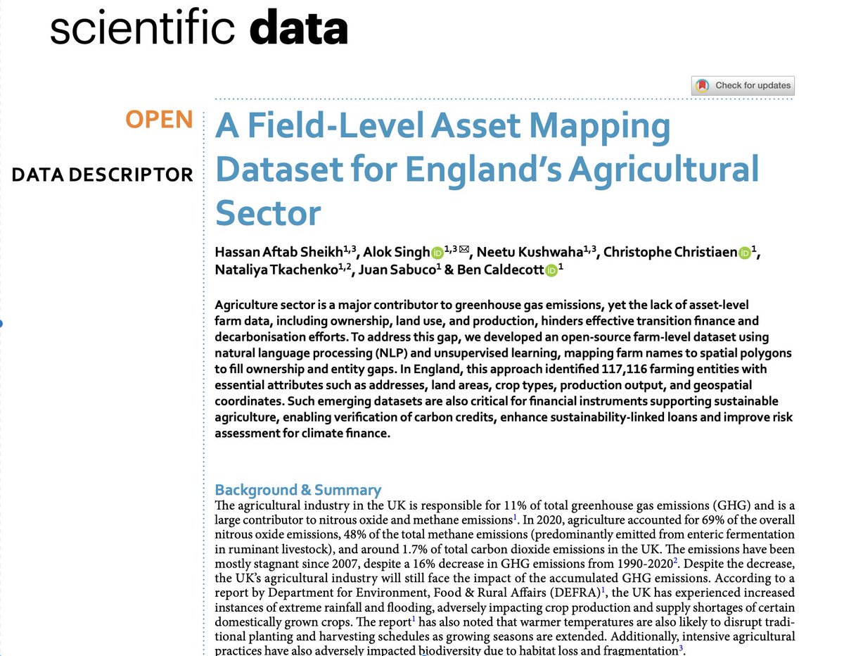 hassanaftabs's tweet image. NEW PAPER ALERT!

Our paper titled &apos;A Field-Level Asset Mapping Dataset for England’s Agricultural Sector&apos; has been published in Scientific Data. 

It is the first known effort to produce an open-source farm-level dataset for England using natural language processing (NLP)  1/n