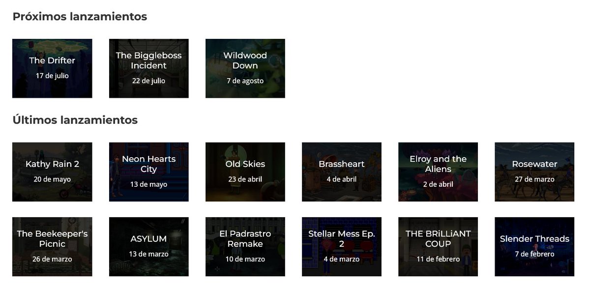 Lanzamientos de aventuras gráficas:
indiefence.miguelrfervenza.com/#ultimos