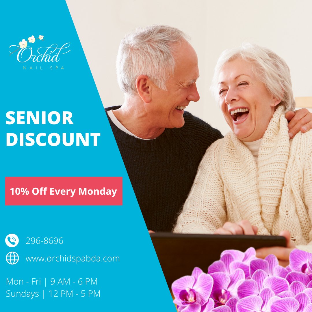 OrchidSpabda's tweet image. Enjoy a moment of peace. 10% off for seniors every Monday at Orchid Nail Spa. 🌼 #SpaSerenity