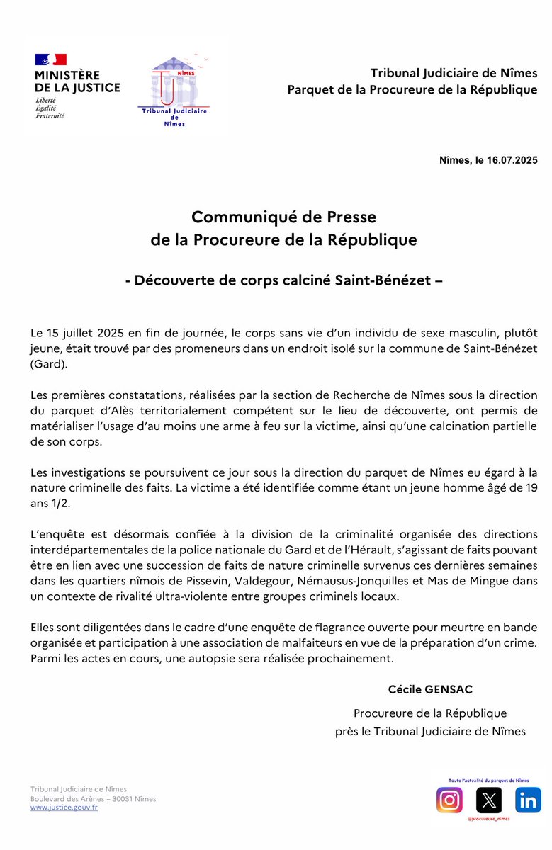 Communique de presse :  meurtre