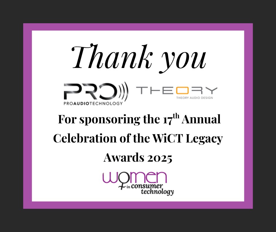 We extend our thanks to Pro Audio Technology &amp; Theory Audio Design for their valued Bronze Sponsorship of the 2025 #WiCT #LegacyAwards2025. Secure your ticket today &amp; be part of a memorable evening of recognition and inspiration.  f.mtr.cool/fjncydyuys