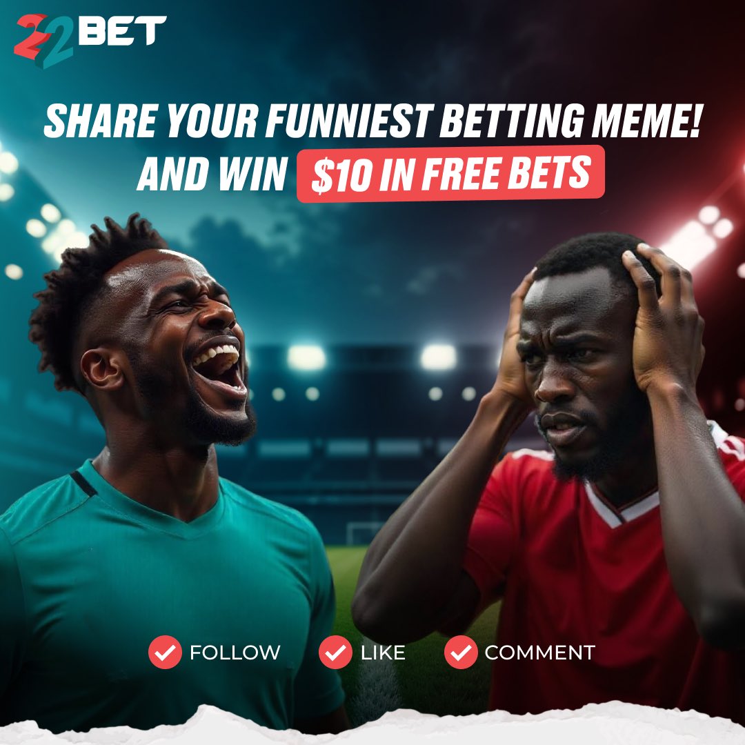 22bet_ke's tweet photo. 🤣⚽ MEME TIME!

With the end of major sports event 😭, tell us how your last bet made you feel? 😎

Drop a meme or a funny caption describing your last bet slip moment using #22BetTheMeme and stand a chance to win $10 in free bets!

To participate:

✅ Follow us on X

✅ Like & Retweet 

✅ Drop a meme or caption in the comments with #22BetTheMeme.

#22Bet #SportsBetting #MemeChallenge #OffSeason
