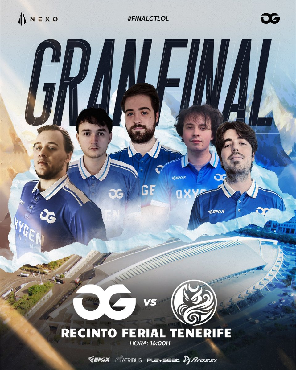 Oxygen Gaming (@gamingoxygen) on Twitter photo ¡Llegó el día de la gran final, va a ser una tarde increíble donde los chicos van a darlo todo en <a href="/TLPTenerife/">TLP Tenerife</a> 💙
Os esperamos a las 16:00h 🆚 <a href="/NocturneGale/">Nocturne Gale</a> en el canal de <a href="/SomosLaTormenta/">Circuito Tormenta</a> 🫡
#HungryForSuccess ¡Llegó el día de la gran final, va a ser una tarde increíble donde los chicos van a darlo todo en <a href="/TLPTenerife/">TLP Tenerife</a> 💙
Os esperamos a las 16:00h 🆚 <a href="/NocturneGale/">Nocturne Gale</a> en el canal de <a href="/SomosLaTormenta/">Circuito Tormenta</a> 🫡
#HungryForSuccess