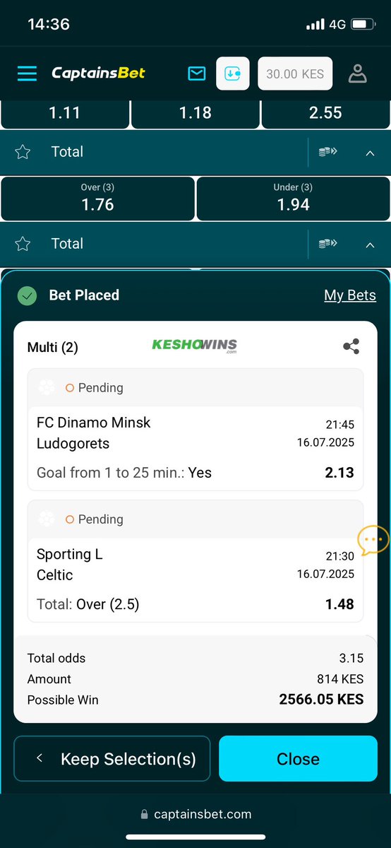 3 odds 14100303 #captainsbet rb.gy/hegm72

Premium slips have been updated on Keshowins.com

Free tips also available 

Learn how to access betslip here gritmall.Keshowins.com

Gamble responsibly👌