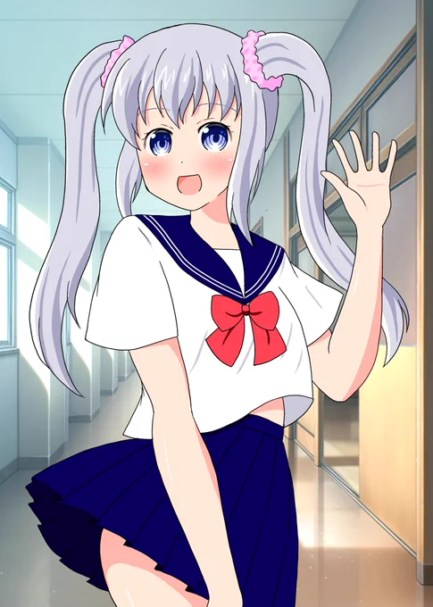 #これでフォロワーさん増えました 銀髪ツインテールの後輩ちゃん(創作キャラクター)です～
