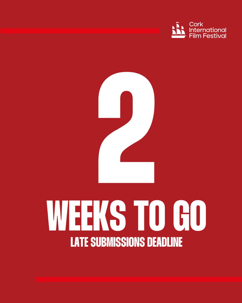⏰️2 WEEKS TO GO⏰️⁠
⁠
Late submissions deadline is almost here - enter your film NOW to the 70th CIFF! 
⁠
🌏️Wed 30 Jul - Features, Feature Docs, International Shorts⁠
🇮🇪 Frid 1 Aug - Irish Shorts, Cork Shorts⁠
⁠
🔗⁠ corkfilmfest.org/submissions/