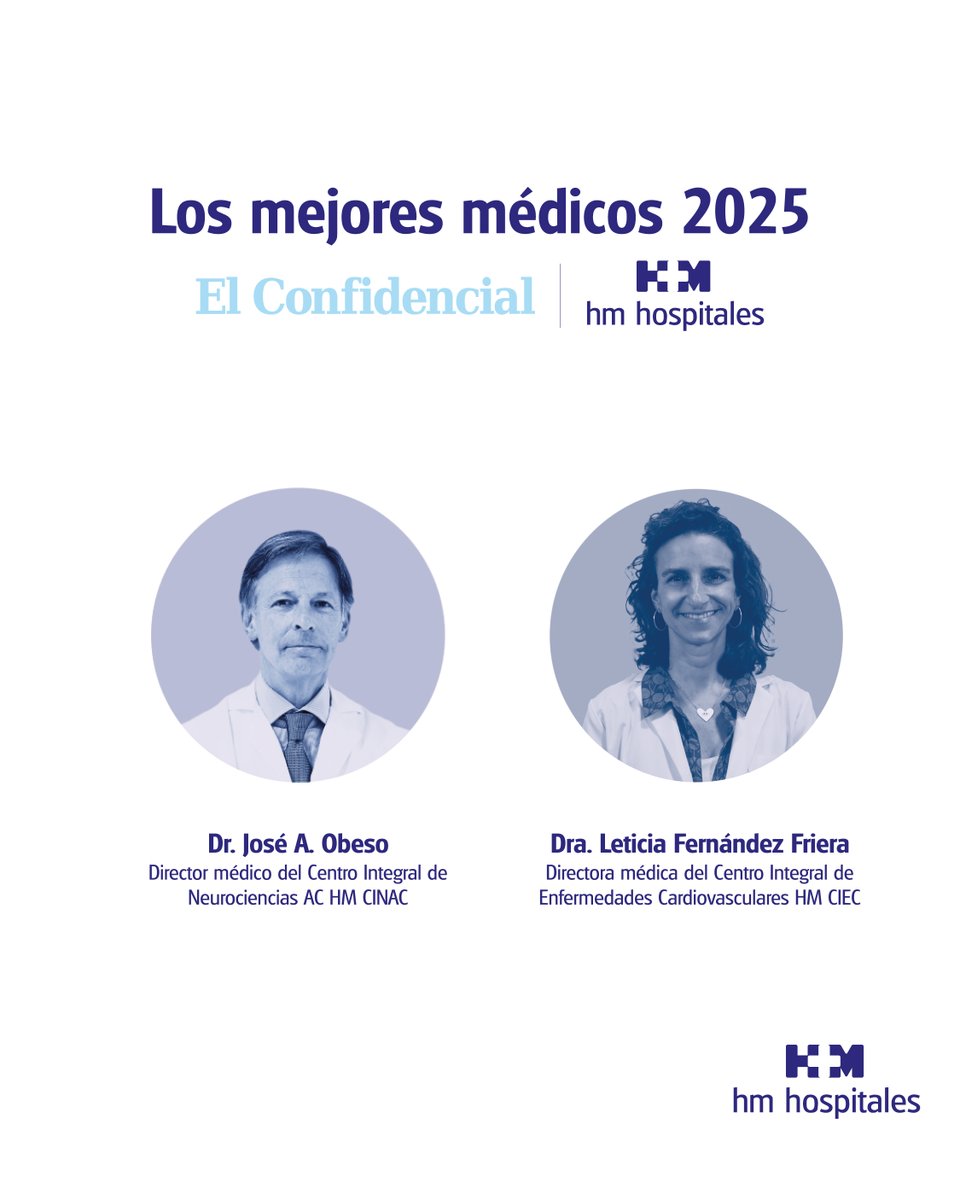 HM HOSPITALES (@hmhospitales) on Twitter photo 👏 Los doctores José A. Obeso y Leticia Fernández-Friera han sido reconocidos entre Los Mejores Médicos 2025 por <a href="/elconfidencial/">El Confidencial</a>.
👨⚕️🧠 El Dr. Obeso, director médico del Centro Integral de Neurociencias HM CINAC, es un referente mundial en la enfermedad de Parkinson y uno de 👏 Los doctores José A. Obeso y Leticia Fernández-Friera han sido reconocidos entre Los Mejores Médicos 2025 por <a href="/elconfidencial/">El Confidencial</a>.
👨⚕️🧠 El Dr. Obeso, director médico del Centro Integral de Neurociencias HM CINAC, es un referente mundial en la enfermedad de Parkinson y uno de
