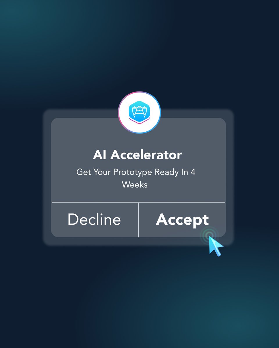 ChirpnAi's tweet image. What if
"You could turn your concept into an AI prototype in just one month?"
This is your invitation to the fast track.
Would you click 'Accept'?
#aistartup #techaccelerator #futureofai #artificialintelligence #aiacceleratorprogram