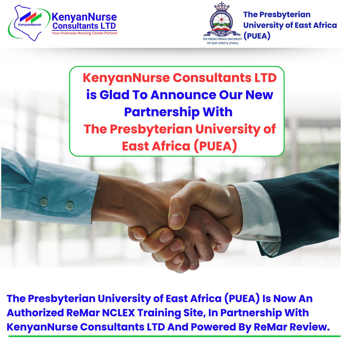 KenyanNurse's tweet photo. Presbyterian University of East Africa Becomes a Certified ReMar NCLEX Training Site: Opening Doors to Global Nursing

We’re excited to announce that the Presbyterian University of East Africa has officially joined the ReMar NCLEX Training Network through a strategic https://t.co/yVGgxtudlt