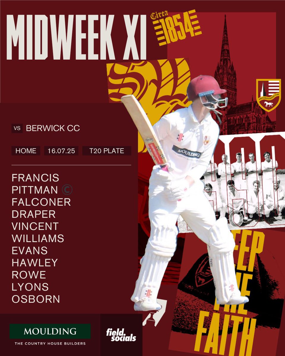 Midweek T20 cup action tonight as we host Berwick CC in the Salisbury &amp; District Wednesday evening league Plate Trophy semi final. 

📆 Wednesday 16th July
⏰ 6pm
📍 Home - Main Pitch

Tonight also see’s the opening of the outside bar 🍺 which will be open from 6pm. 

#swcc