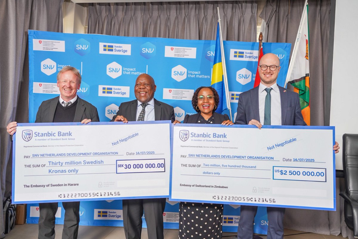 SwissEmbZim's tweet image. Big launch in #Harare! 
Switzerland, @SwedeninZW, @SNVZimbabwe 
&amp;amp; Ministry of Youth 2day launched a US$5.2m Youth Employment &amp;amp; Entrepreneurship Project in Zim. It focuses on: Skills training, Startup support &amp;amp; Green sector growth. Proud to empower #ZimYouth for a brighter future!