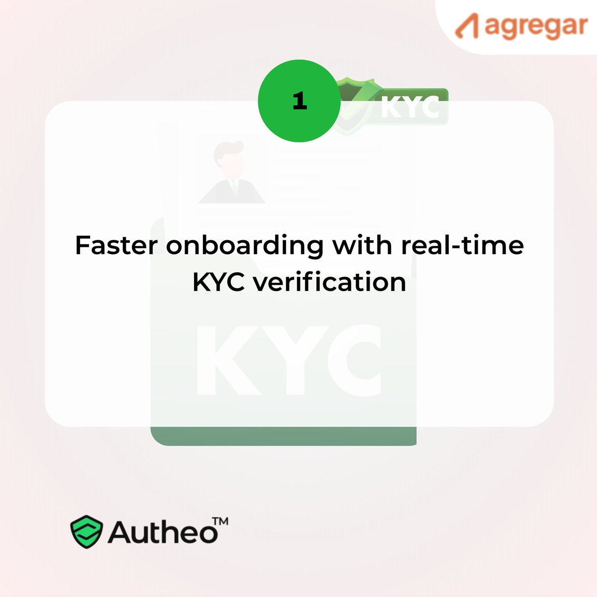 Agregartech's tweet photo. Streamline your KYC #compliance with our cutting-edge solution, Autheo, designed to meet regulatory standards while reducing costs and enhancing #security.

#KYC #AgregarTech #Fintech https://t.co/mulXqdk4i1