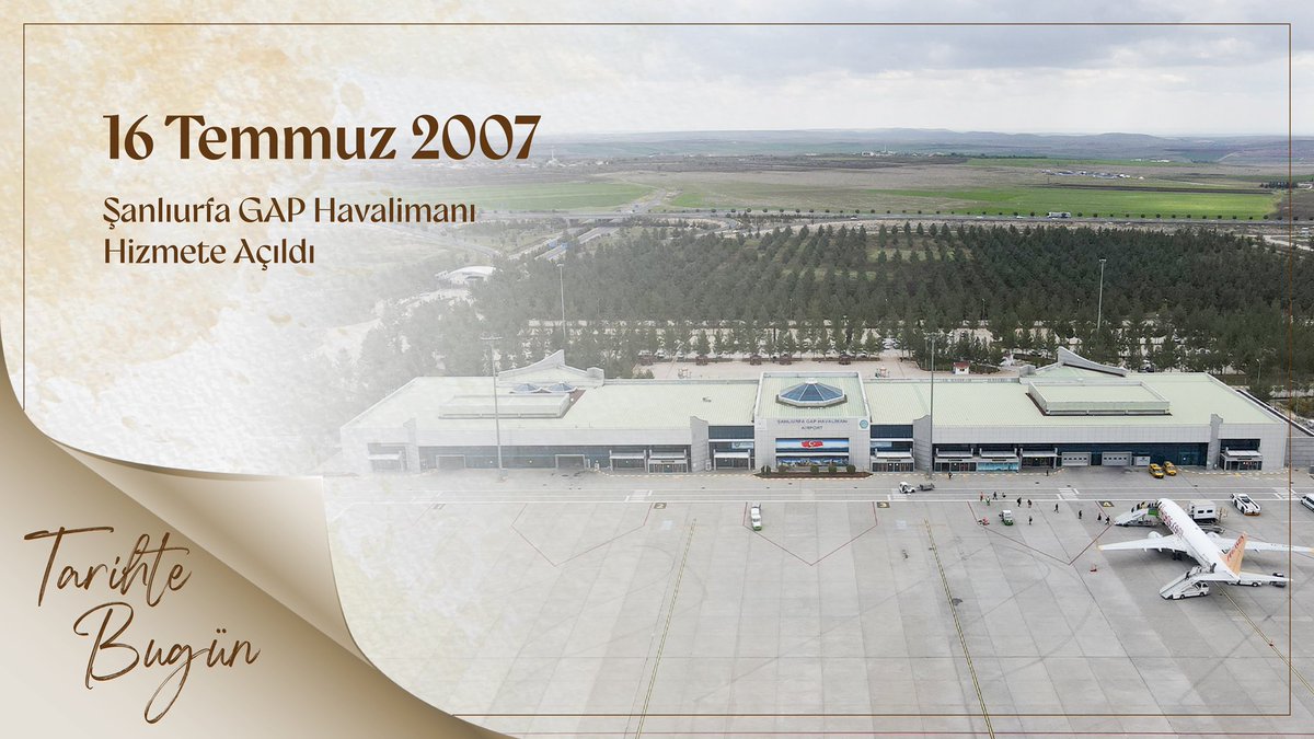 16 Temmuz 2007 tarihinde hizmete giren Şanlıurfa GAP Havalimanı, yolcularımıza konforlu ve emniyetli seyahat imkânı sunmaya ve bölgenin gelişimine katkı sağlamaya devam ediyor. 

#TürkiyeHızlanıyor🇹🇷