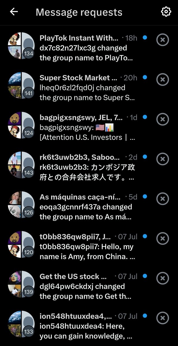 chiefbara's tweet image. One of the reasons why I pretty much quit Twitter/X. If you guys sent me any chat requests, I assure you that it got drowned in plenty of these.
And, allow me to remind you, I have a bsky account under the same username, where there's a bigger chance to chat/rp with me.