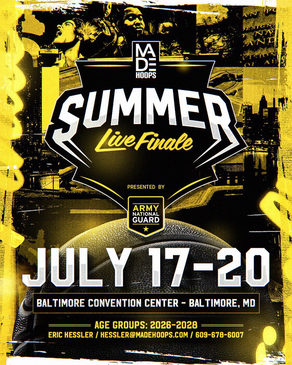 Eric James Jr. (@ericjamesjr26) on Twitter photo 🚨 Coaches! 🚨
I'll be playing in the Made Hoops Summer Finale in Baltimore, MD! 🏀🔥 Come check me out 💪✨
<a href="/madehoops/">MADE Hoops</a>
<a href="/ScoringFactory/">The Scoring Factory</a>
<a href="/BflinnHoops/">Brian Flinn</a>
<a href="/MarcusHelton/">Marcus Helton</a>
<a href="/JPipilo/">Joe Pipilo</a>
#MadeHoops #BaltimoreBasketball #SummerFinale #GameTime #ComeGetSome 🚨 Coaches! 🚨
I'll be playing in the Made Hoops Summer Finale in Baltimore, MD! 🏀🔥 Come check me out 💪✨
<a href="/madehoops/">MADE Hoops</a>
<a href="/ScoringFactory/">The Scoring Factory</a>
<a href="/BflinnHoops/">Brian Flinn</a>
<a href="/MarcusHelton/">Marcus Helton</a>
<a href="/JPipilo/">Joe Pipilo</a>
#MadeHoops #BaltimoreBasketball #SummerFinale #GameTime #ComeGetSome
