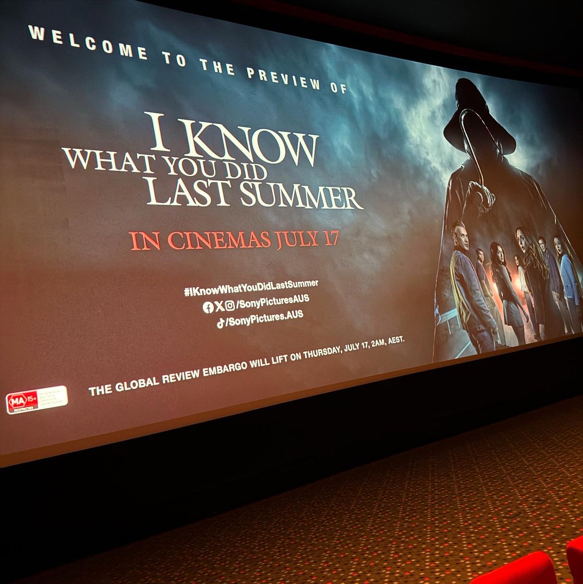 Zombies (@zombieslvbacon) on Twitter photo Just got back from the new I Know What You Did Last Summer. Solid sequel with plenty of nostalgia for the originals. Thanks <a href="/SonyPicturesAUS/">Sony Pictures AUS</a> for the invite. Worth a watch if you’re into horror or ‘90s slashers. #IKnowWhatYouDidLastSummer Just got back from the new I Know What You Did Last Summer. Solid sequel with plenty of nostalgia for the originals. Thanks <a href="/SonyPicturesAUS/">Sony Pictures AUS</a> for the invite. Worth a watch if you’re into horror or ‘90s slashers. #IKnowWhatYouDidLastSummer