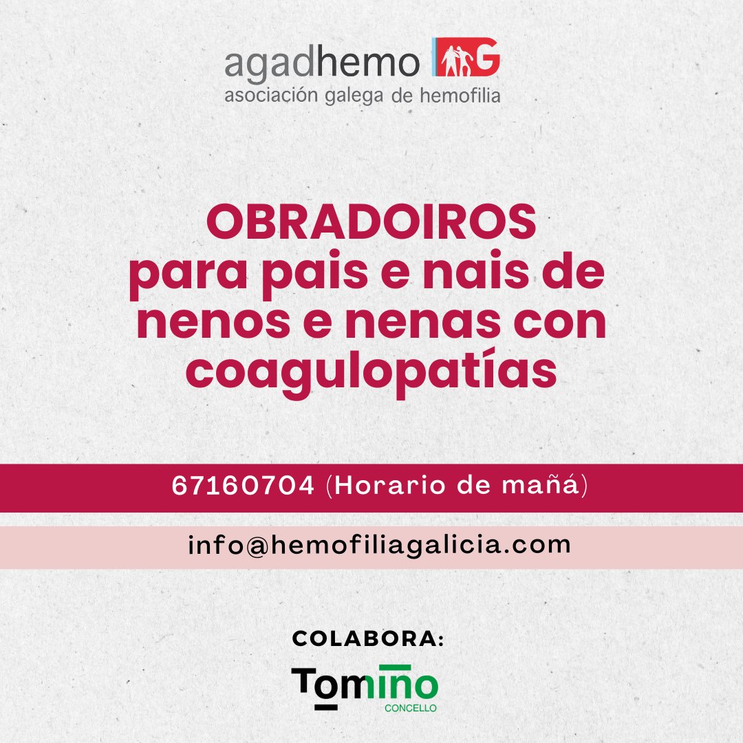 Este ano recibimos apoio do Concello de Tomiño para a realización de Obradoiros para pais e nais de nenos e nenas con #coagulopatías da área de #Tomiño a través das axudas entidades sen fin de lucro para a realización de actividades sociais durante o ano 2025