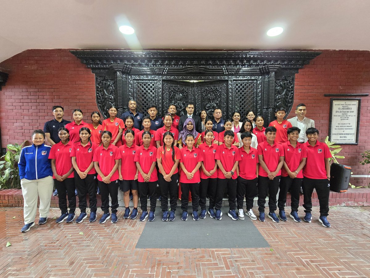 Nepal in Bangladesh (@nepalinbgd) on Twitter photo The Embassy welcomed Nepal U-20 Women's Football Team, who are currently in Dhaka for the SAFF U-20 Women's Championship.
Speaking on the occasion, Ambassador <a href="/gsbhandaari/">Ghanashyam Bhandari</a> commended the team for their excellent performance so far and wished them all success in the upcoming The Embassy welcomed Nepal U-20 Women's Football Team, who are currently in Dhaka for the SAFF U-20 Women's Championship.
Speaking on the occasion, Ambassador <a href="/gsbhandaari/">Ghanashyam Bhandari</a> commended the team for their excellent performance so far and wished them all success in the upcoming
