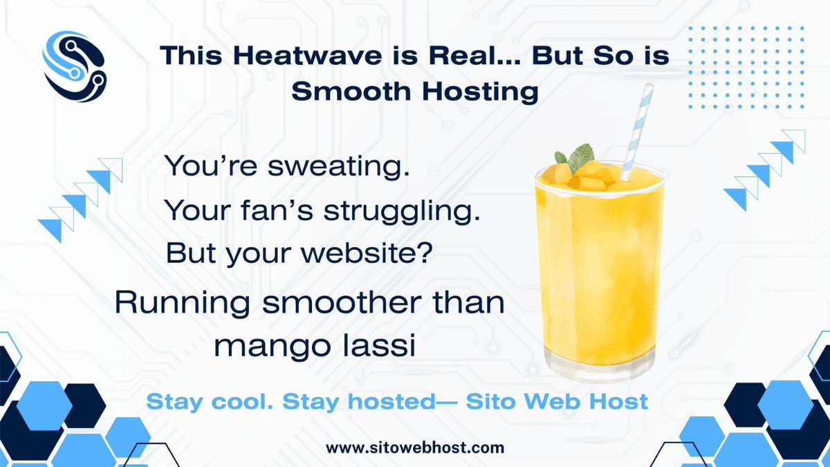 sparksailspk's tweet image. Sweating? Fan struggling? But your website’s still smoother than mango lassi — powered by Sito Web Host.
Stay cool. Stay hosted.

sitowebhost.com | WhatsApp: +92 330 6897500
#StayCoolStayHosted #SitoWebHost