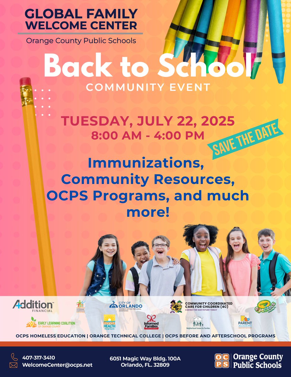 TOMORROW! 🥳

Don't miss this amazing FREE event to help our OCPS families get ready to go back to school!