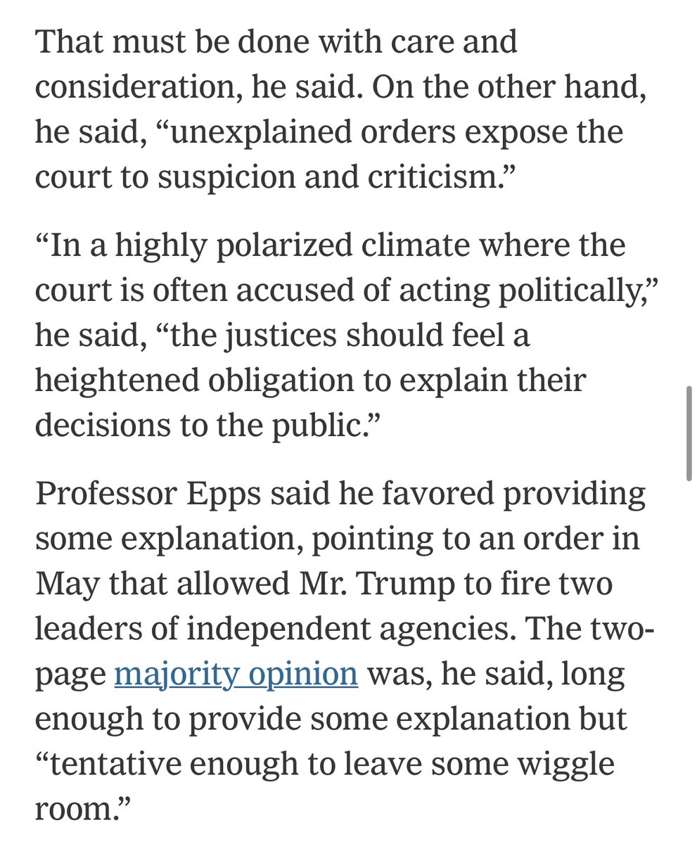 danepps's tweet image. I’m quoted in this @adamliptak @nytimes piece on unexplained SCOTUS orders (🎁 link):
nytimes.com/2025/07/16/us/…
